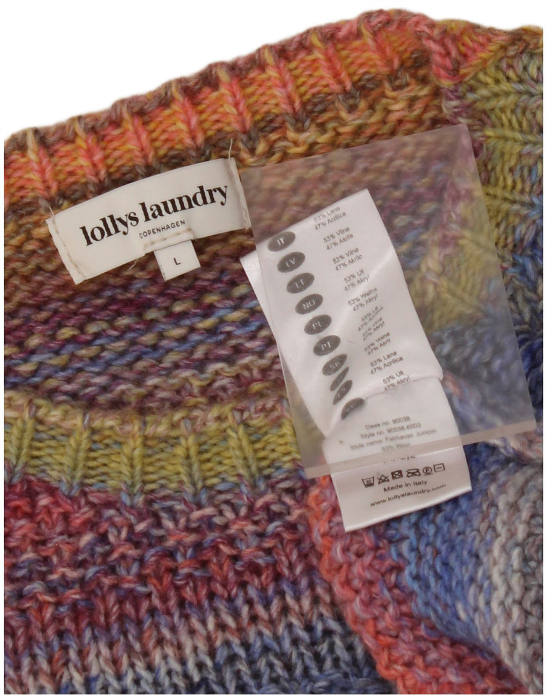 LOLLYS LAUNDRY Maglione maglione girocollo da donna UK 16 grande multicolore