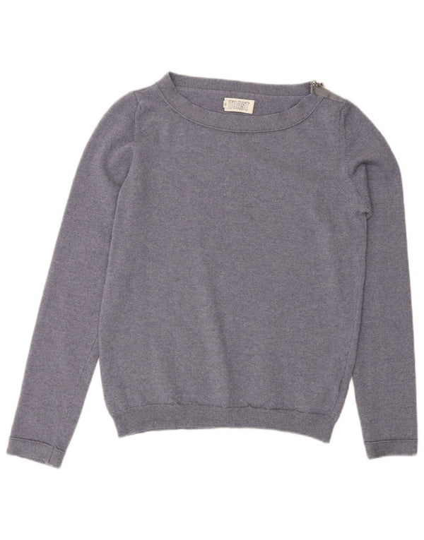 Maglione maglione con scollo a barca da donna Toast UK 10 piccolo lana blu