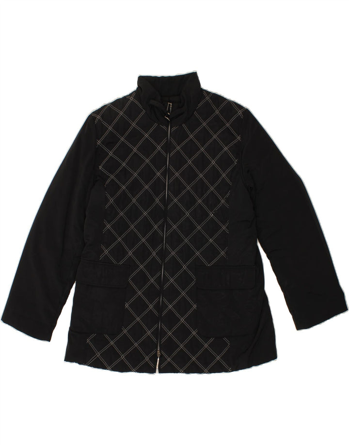 PERTE BY KRIZIA Womens Bomber Jacket UK 18 XL Black Argyle/Diamond Vintage Perte by Krizia and Second-Hand Perte by Krizia from Messina Hembry 