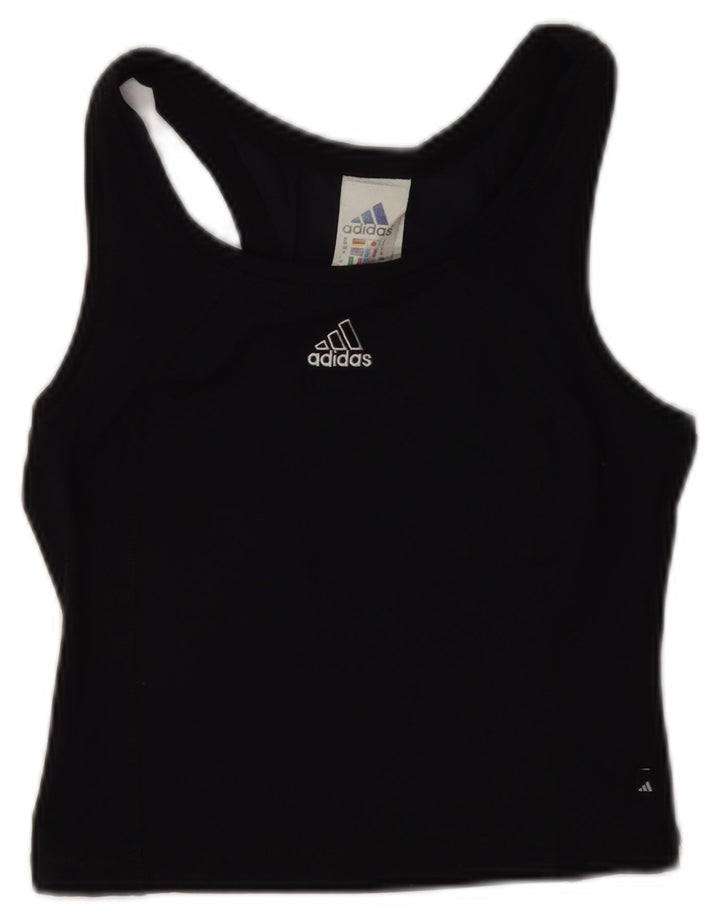 Canottiera corta da donna Adidas UK 10 Small nera in poliammide