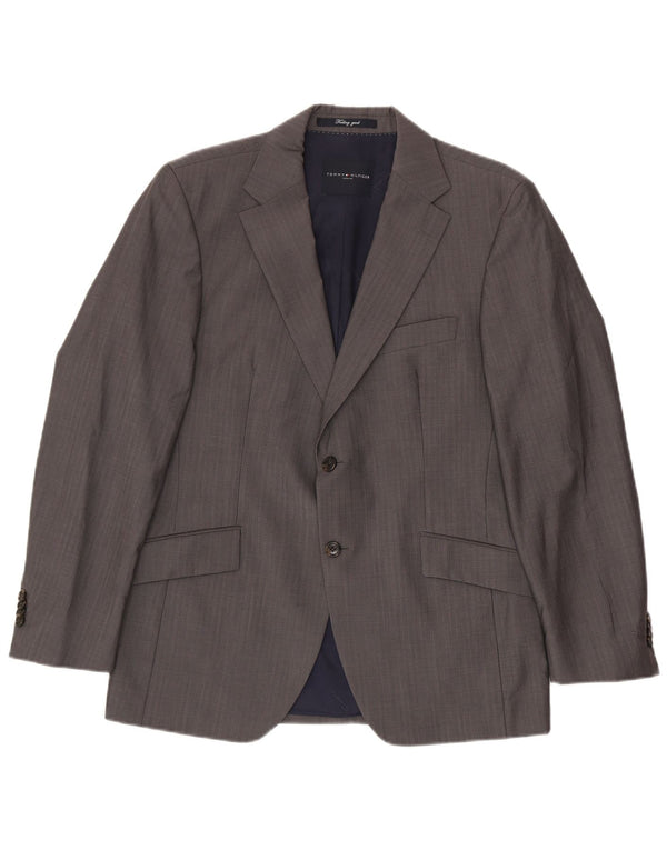 TOMMY HILFIGER Giacca blazer a 2 bottoni sartoriale da uomo UK 38 Grigio medio