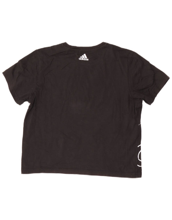 T-shirt grafica corta da donna Adidas UK 12/14 cotone nero medio