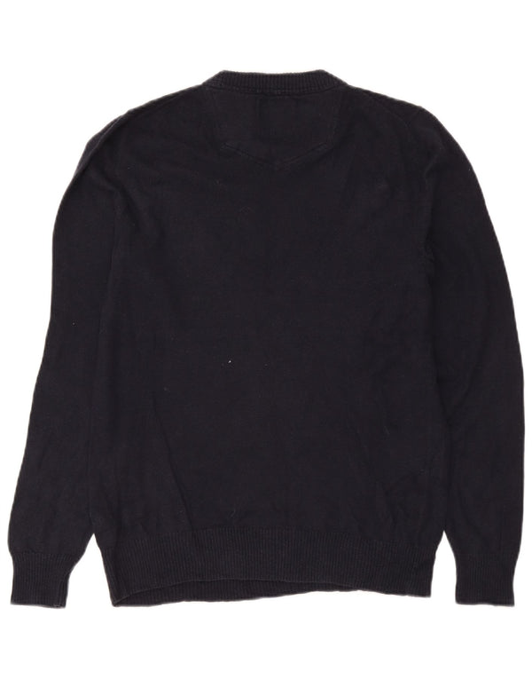 Maglione da uomo con scollo a V Fat Face piccolo in cotone blu navy