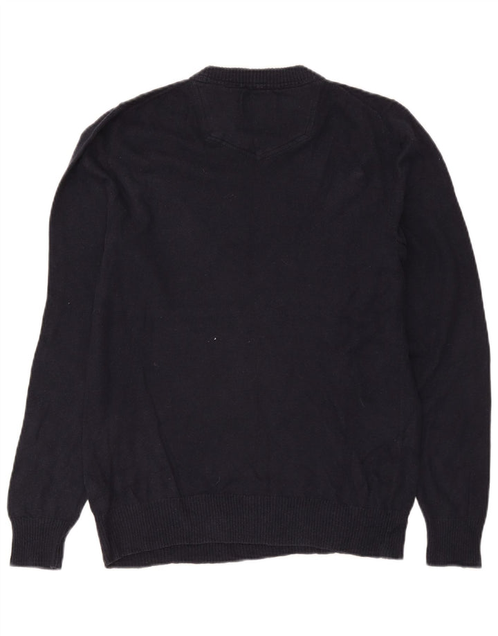 Maglione da uomo con scollo a V Fat Face piccolo in cotone blu navy