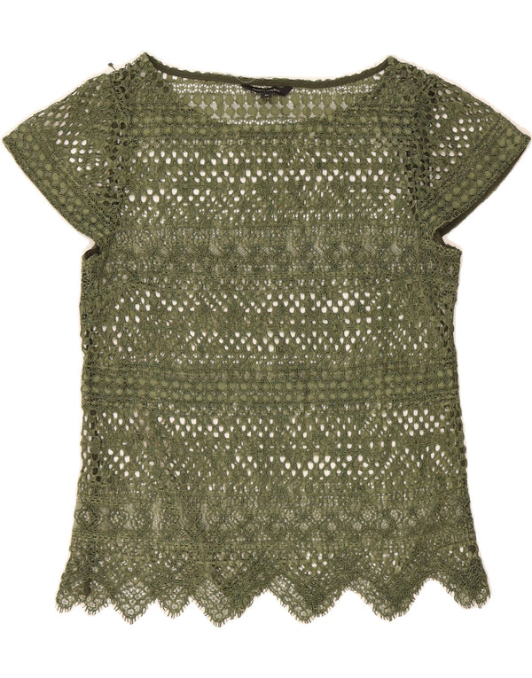 BANANA REPUBLIC Womens Crochet Blouse Top UK 14 Medium Green
