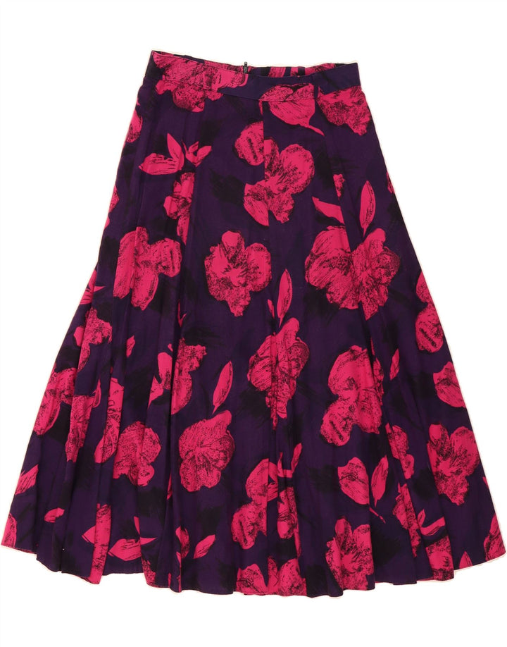 VINTAGE Womens Flared Skirt W28 Medium Purple Floral Vintage Vintage and Second-Hand Vintage from Messina Hembry 