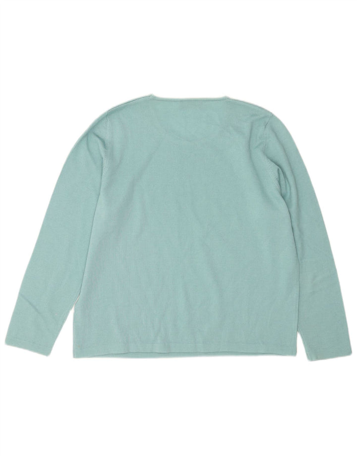 Luisa Spagnoli maglione maglione girocollo da donna UK 16 grande lana blu