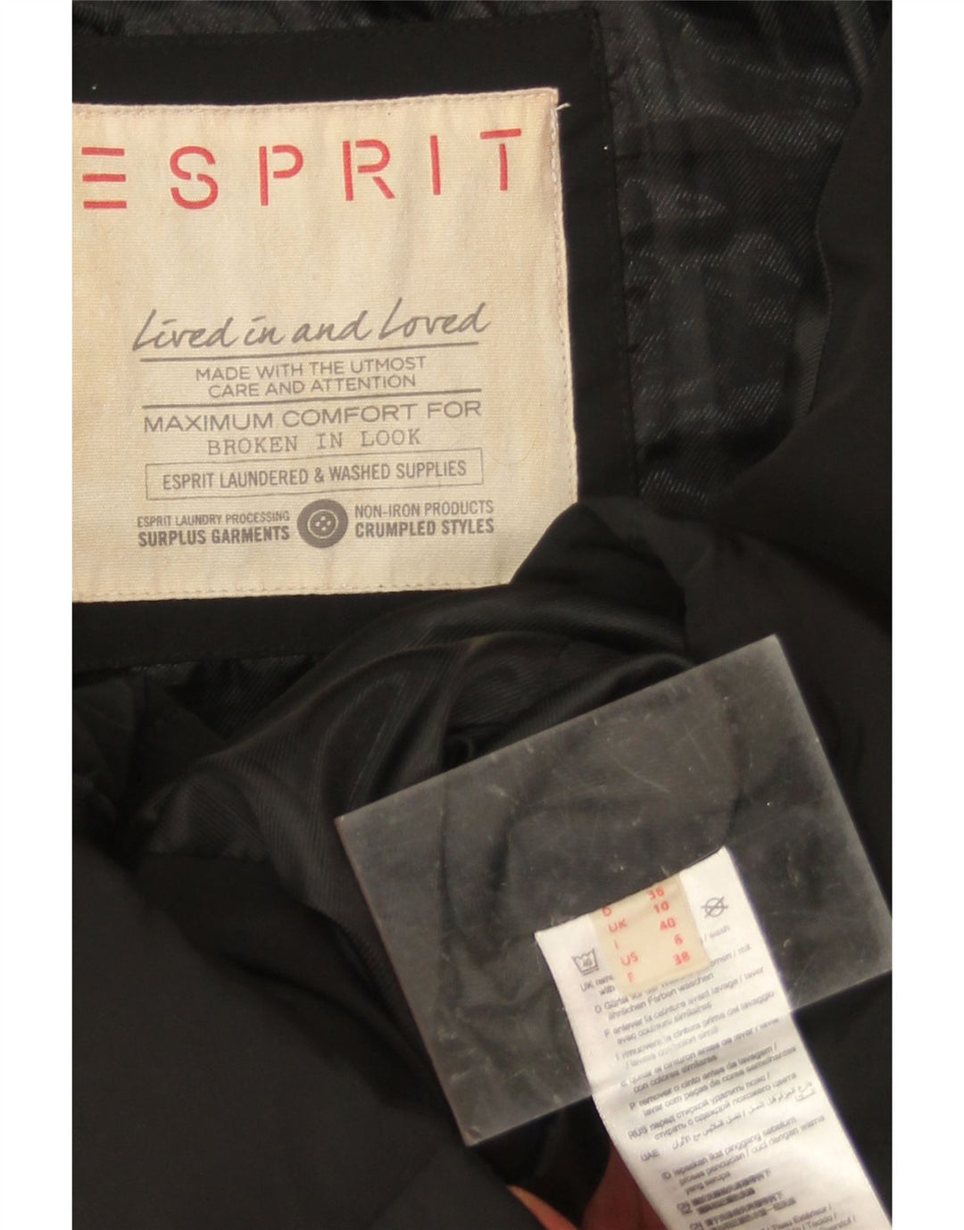 Giacca imbottita oversize con cappuccio da donna Esprit UK 10 piccola poliestere nero