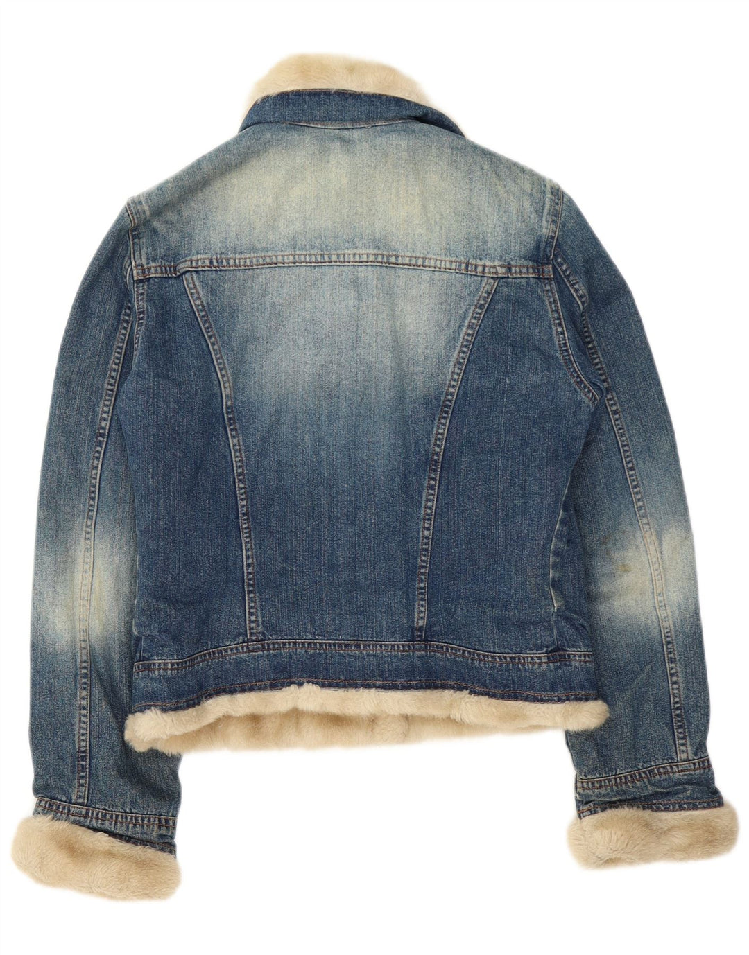 Giacca in denim Sherpa da donna Liu Jo UK 10 piccola in cotone blu