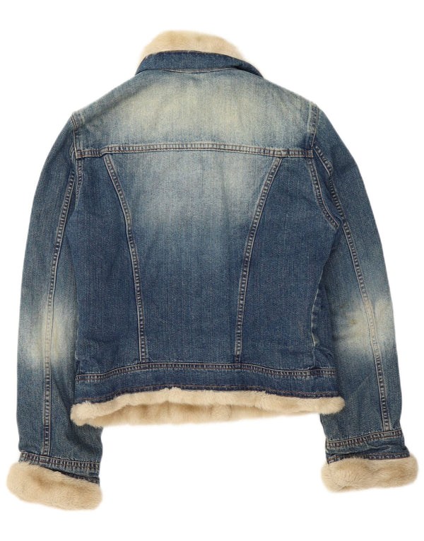 Liu Jo Womens Sherpa Denim Jacket UK 10 Small Blue Cotton