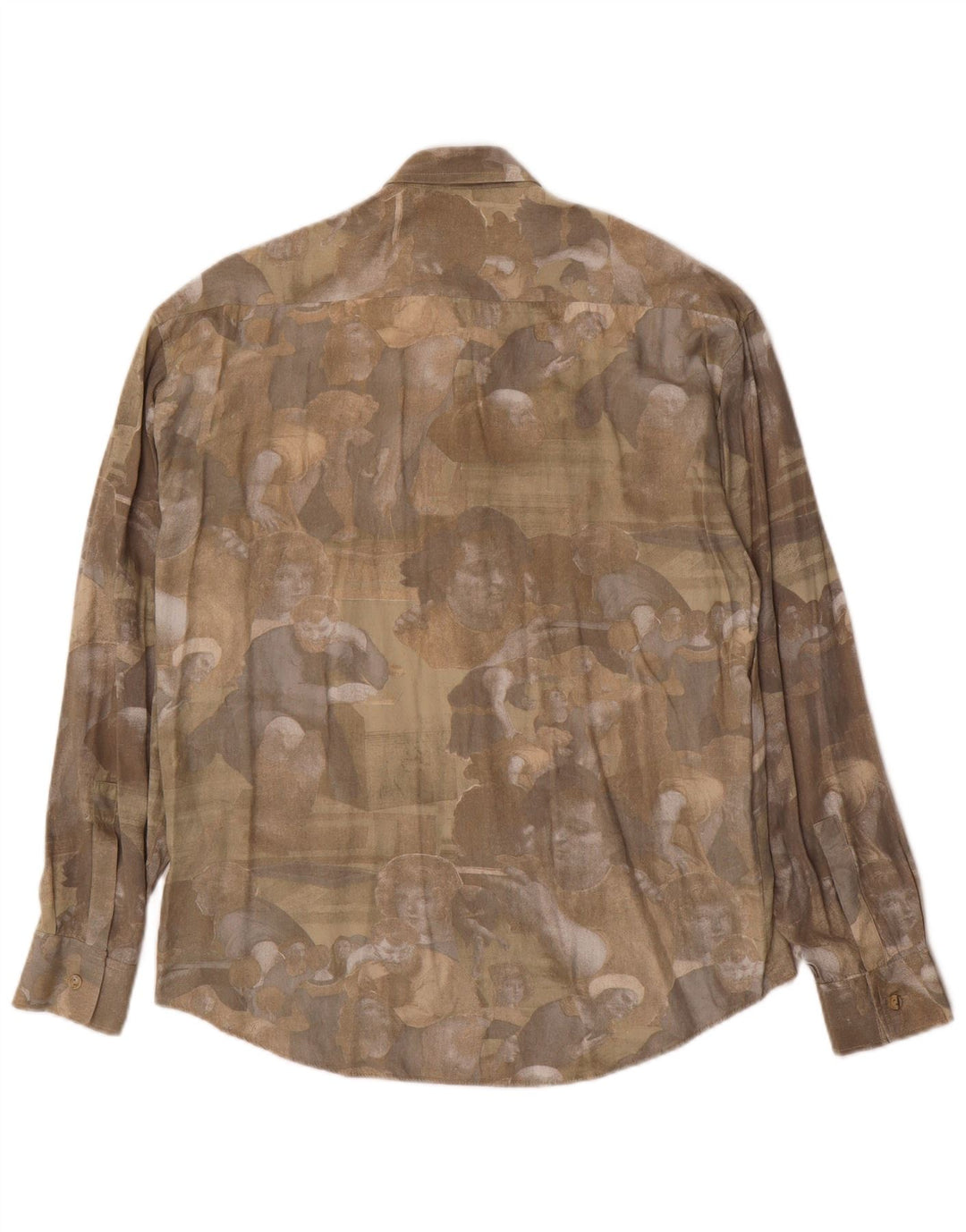 Camicia grafica vintage da uomo in viscosa kaki media