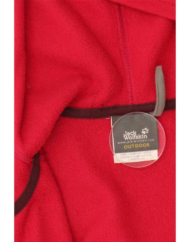JACK WOLFSKIN Giacca in pile con cappuccio grafica da donna UK 10 piccola rossa