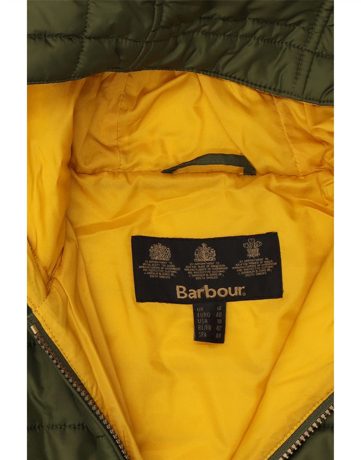 BARBOUR Womens Hooded Padded Jacket UK 14 Large  Khaki Vintage Barbour and Second-Hand Barbour from Messina Hembry 