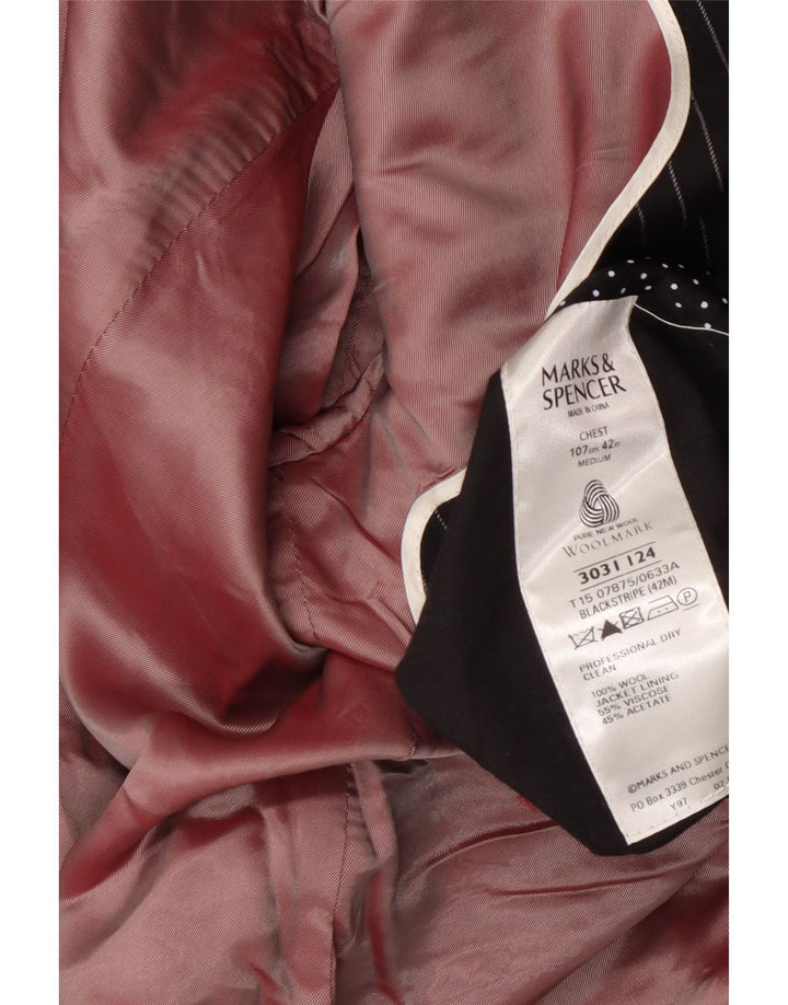 Giacca blazer a 1 bottone da uomo Marks & Spencer UK 38 gessato medio nero