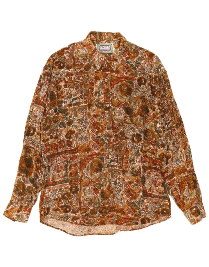 Camicia Vintage Uomo Large in Viscosa Marrone