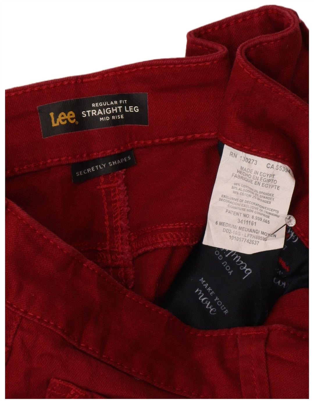 Jeans dritti da donna a vita media LEE, vestibilità regolare, US 6 medi W30 L28 rossi