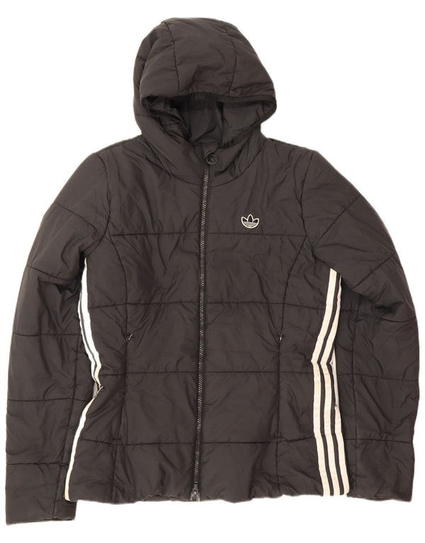 Giacca imbottita con cappuccio da donna Adidas UK 14 media nera