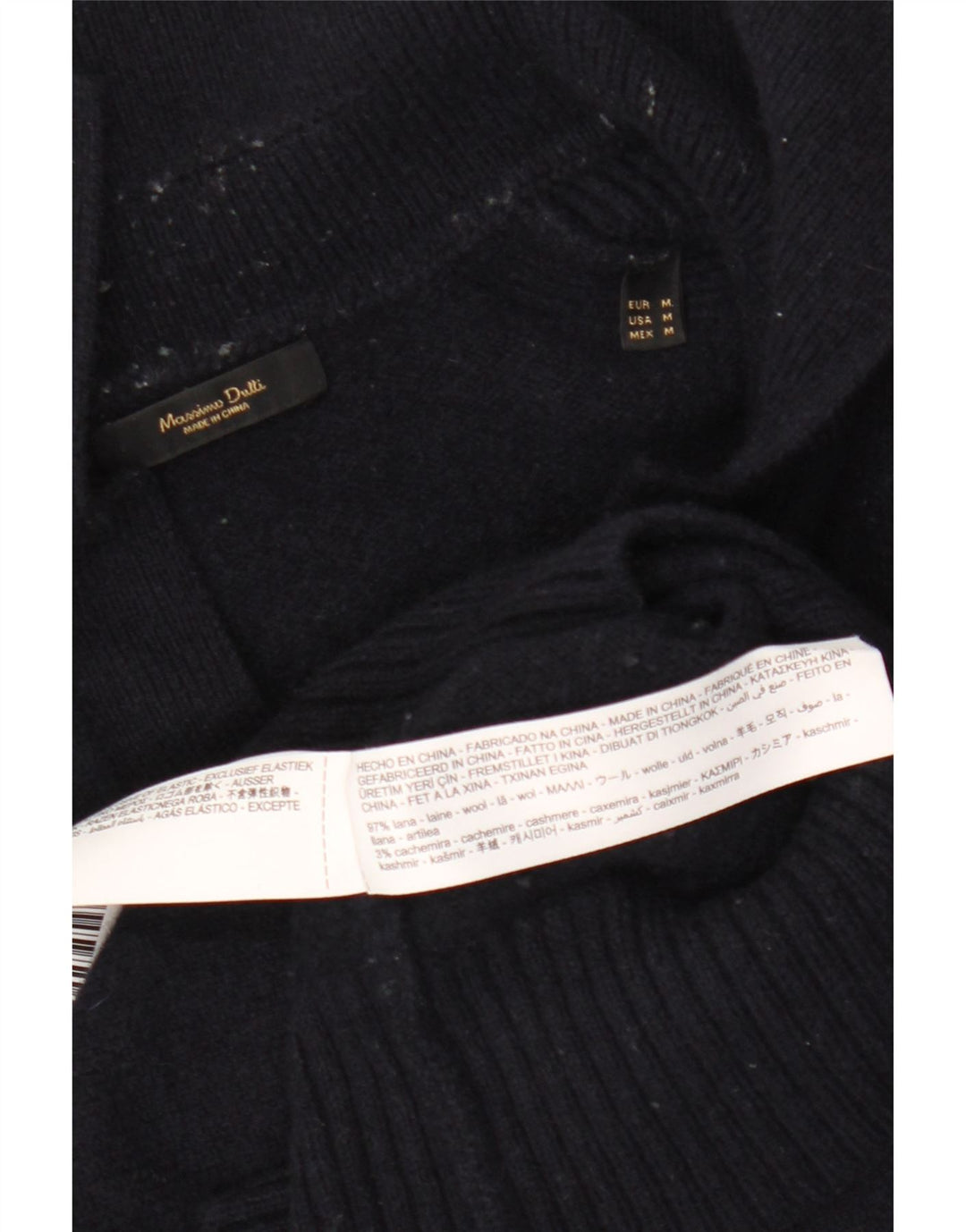 MASSIMO DUTTI Maglione da donna con collo a polo UK 14 Lana medio blu navy