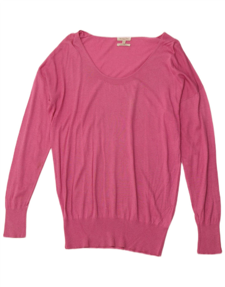MASSIMO DUTTI Maglione da donna con scollo a barca UK 14 Seta rosa medio