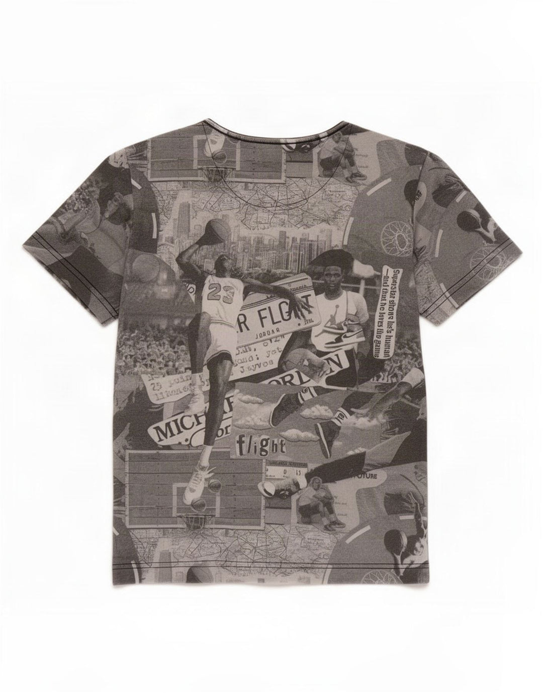 T-shirt grafica da ragazzo Jordan Top 10-11 anni in cotone patchwork grigio medio
