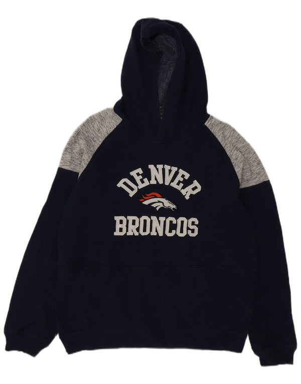 NFL Boys Denver Broncos Hoodie Jumper 13-14 Years Navy Blue Colourblock