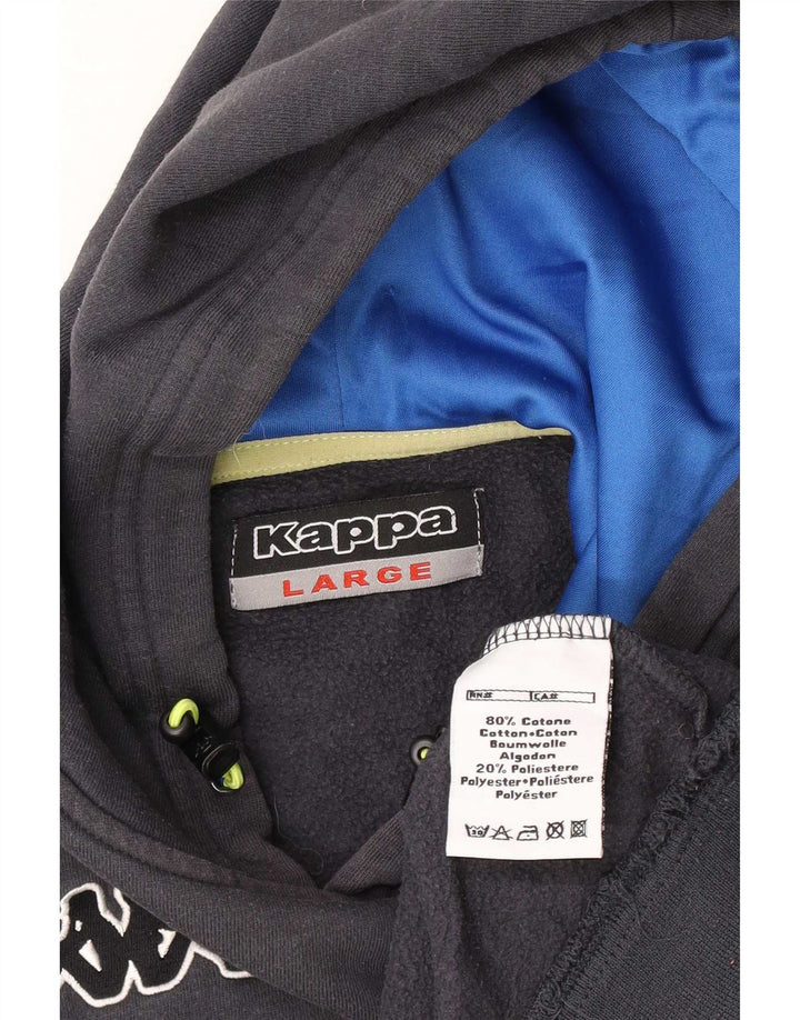 Felpa con cappuccio da uomo Kappa grande in cotone blu navy