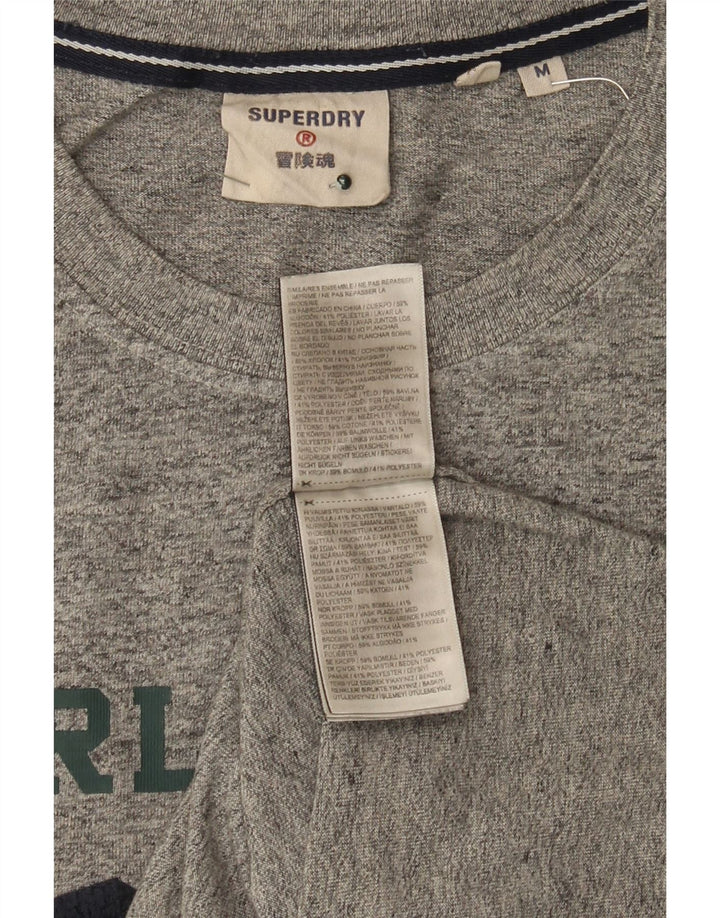 T-shirt grafica da uomo Superdry Top in cotone chiazzato grigio medio
