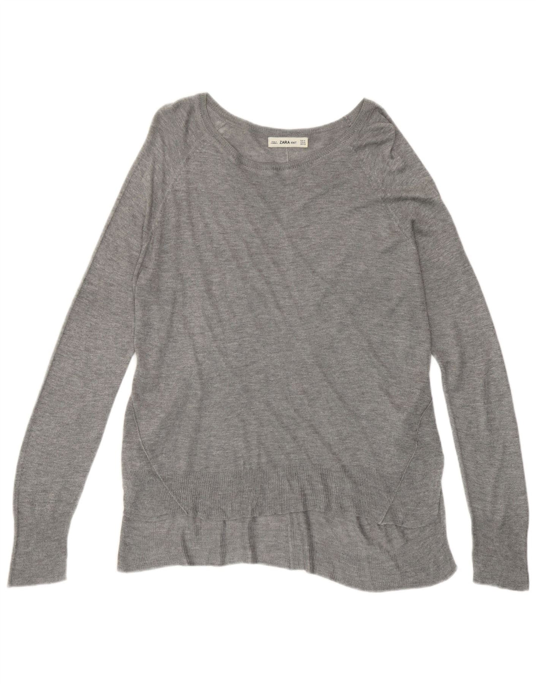 Maglione Zara da donna con scollo a barca UK 14 Viscosa grigio medio