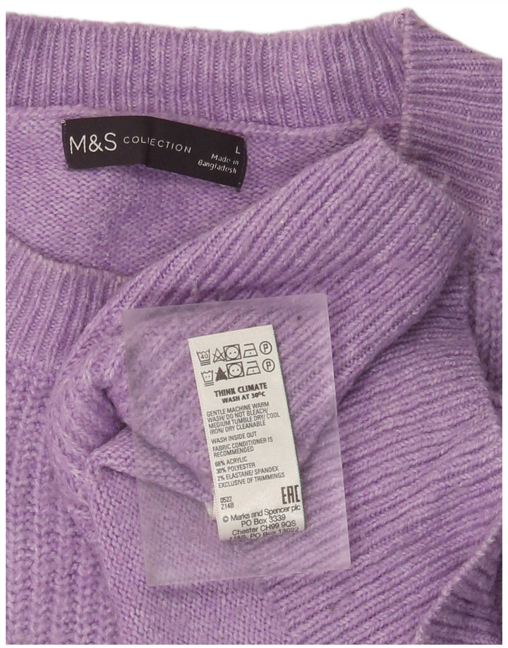MARKS & SPENCER Maglione maglione girocollo da donna UK 16 Large Viola