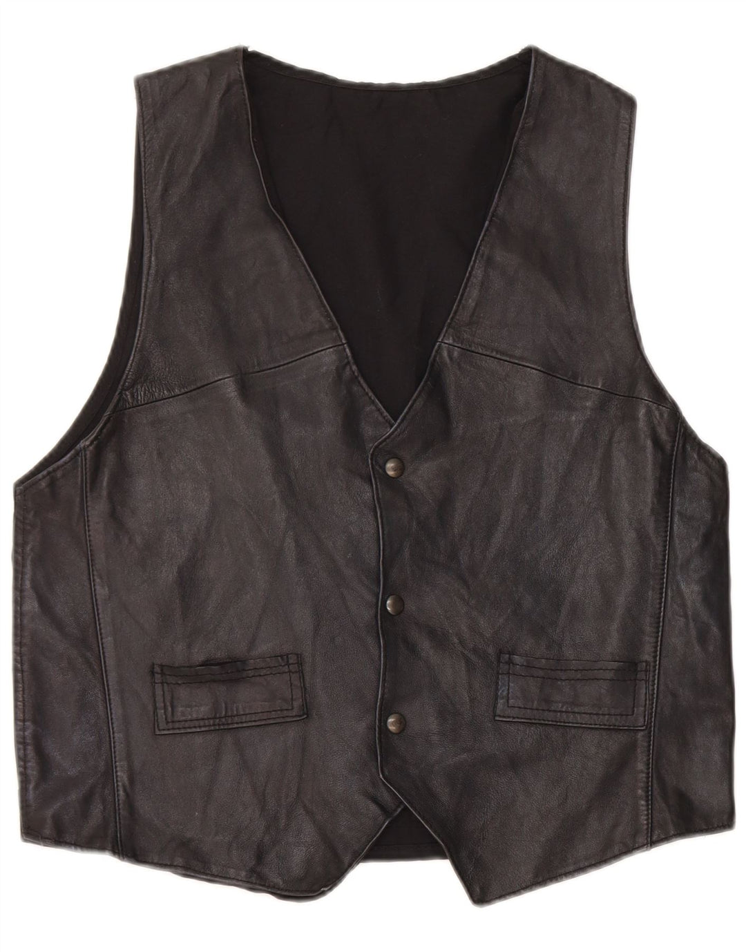 Gilet in pelle da uomo vintage medio nero
