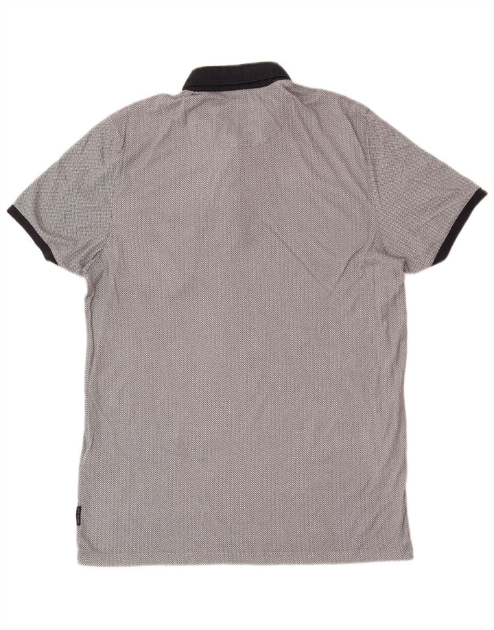 Polo Ted Baker da uomo vestibilità regolare taglia 3 cotone geometrico grigio medio
