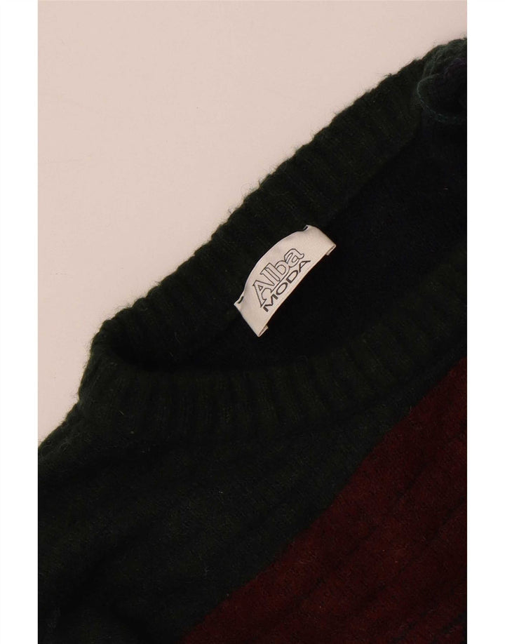 Maglione maglione girocollo da uomo Alba Moda grande kaki geometrico
