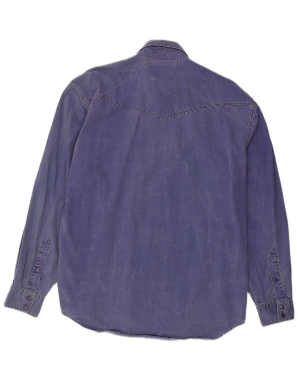 Camicia da uomo WRANGLER in cotone blu medio
