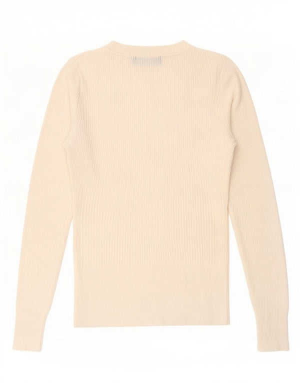 Marks & Spencer Top da donna a maniche lunghe UK 8 Small in viscosa bianco sporco