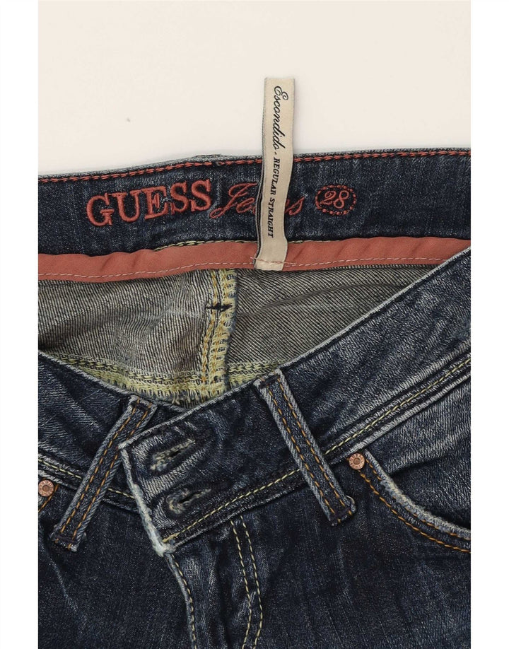 Jeans dritti regolari da donna Guess W28 L27 cotone blu navy