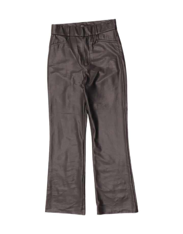 Pantaloni Zara da donna in ecopelle bootcut piccoli W26 L27 poliuretano nero