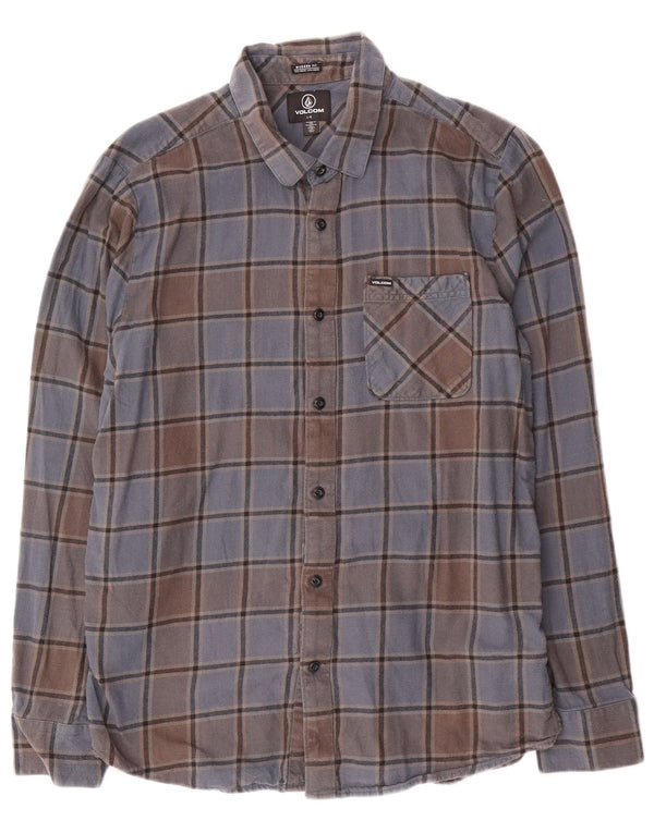 Volcom Camicia da uomo in flanella dal taglio moderno, grande cotone scozzese blu