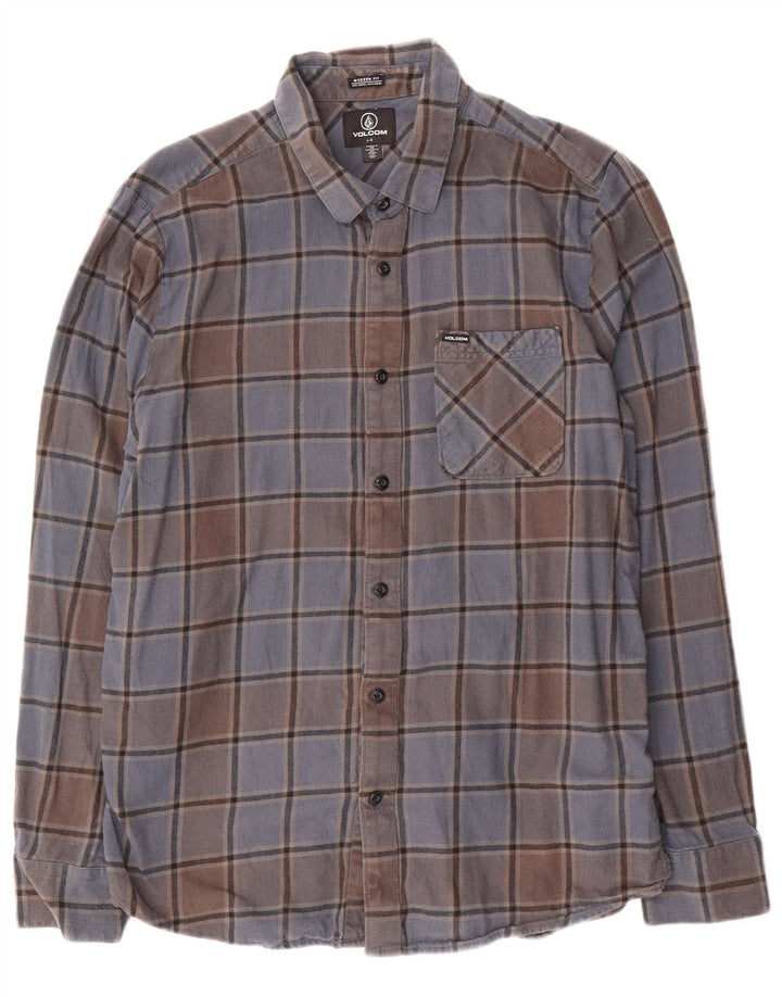 Volcom Camicia da uomo in flanella dal taglio moderno, grande cotone scozzese blu