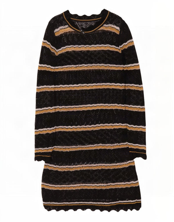 Abito maglione a maniche lunghe da donna Karen Millen UK 12 medio a righe nere