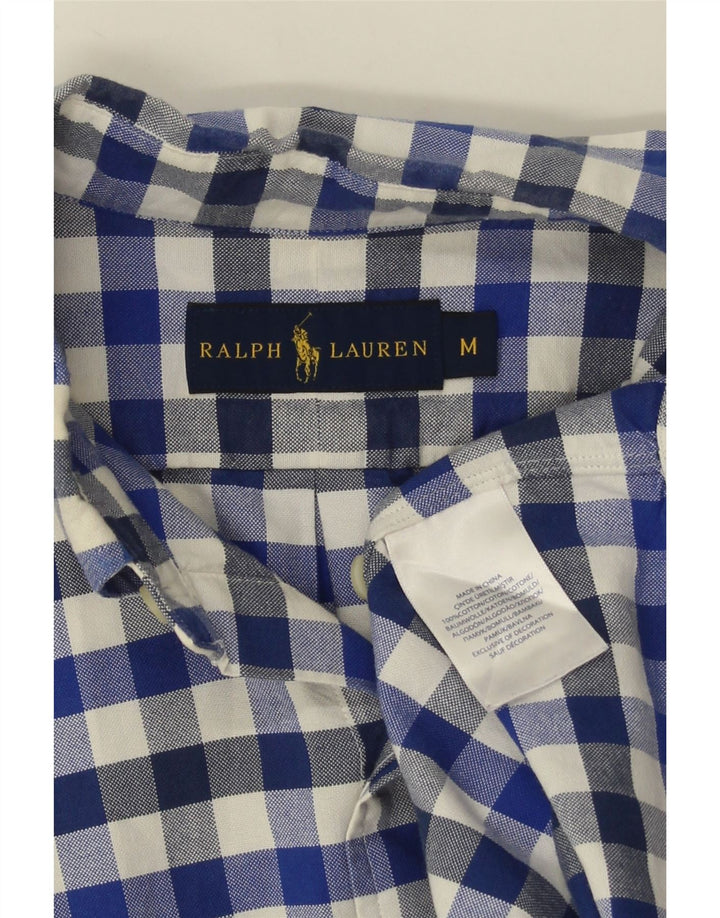 Camicia a maniche corte da uomo Ralph Lauren in cotone a quadretti blu medio