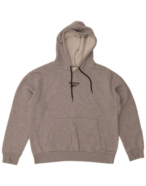 Felpa con cappuccio Reebok da donna con vestibilità ampia grafica UK 16/18 Large Grey Sports
