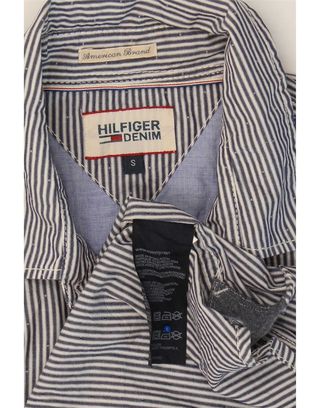 Camicia da uomo Tommy Hilfiger piccola in cotone gessato blu
