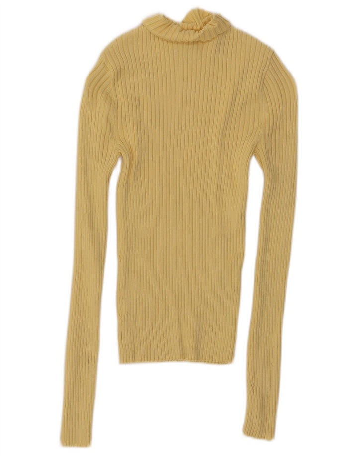 Top corto da donna Zara a maniche lunghe UK 8 piccolo in viscosa gialla