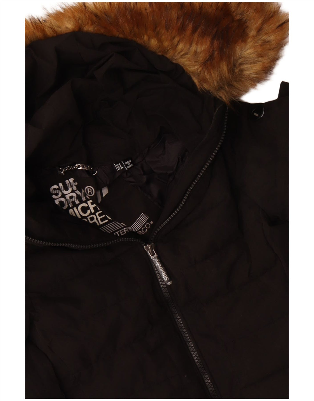 Giacca imbottita con cappuccio da donna Superdry UK 8 Small Poliestere nero