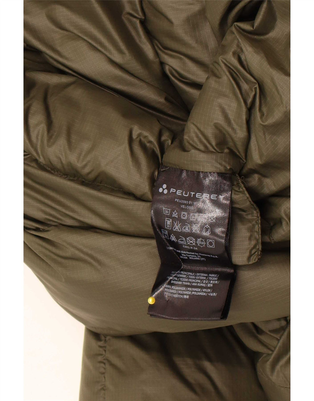 PEUTEREY Giacca imbottita con cappuccio da donna UK 16 Large Khaki Poliammide