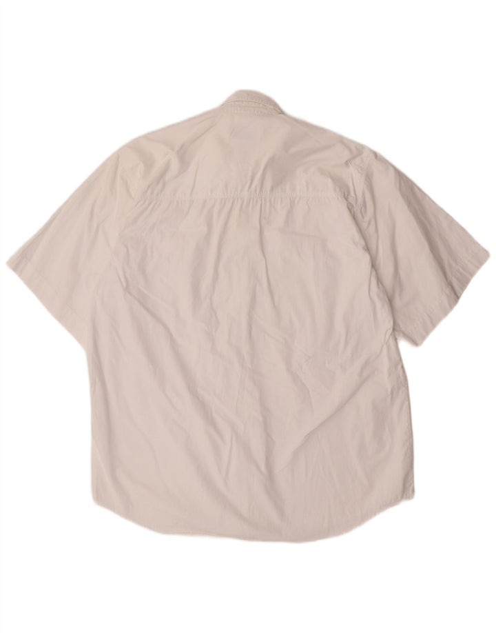 JOHN F GEE Mens Short Sleeve Shirt Size 39/40 Medium White Cotton
