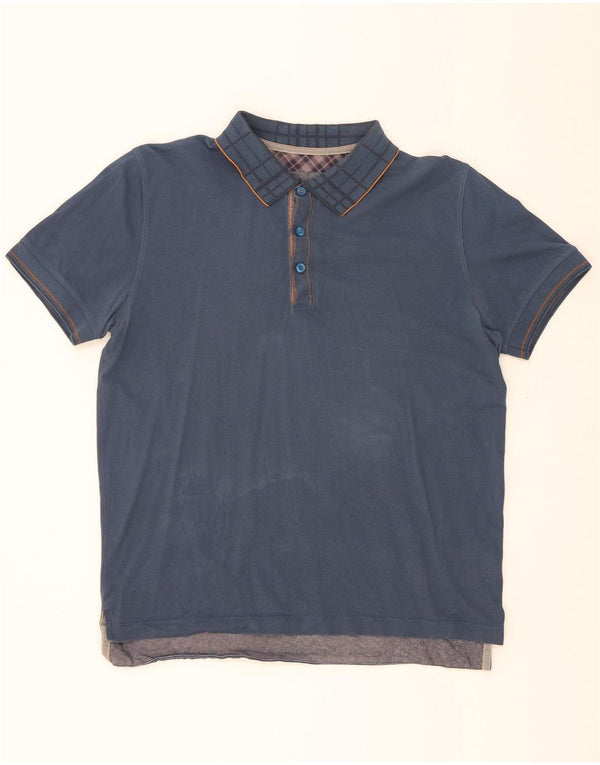 Polo Hugo Boss da uomo vestibilità regolare in cotone a quadri blu navy medio