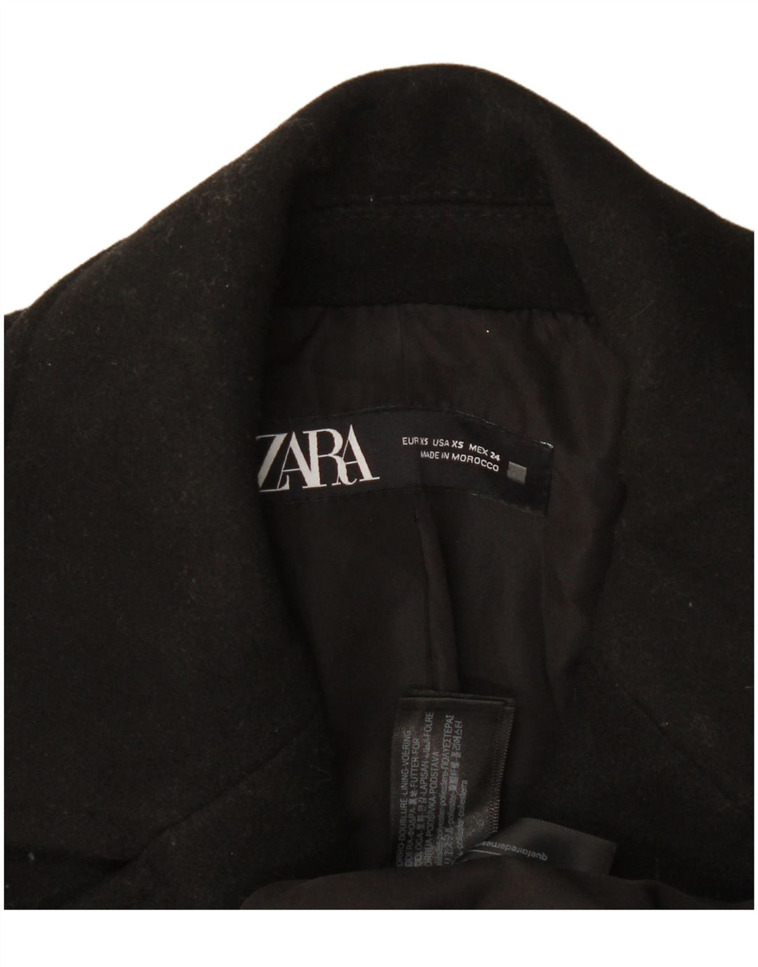 Cappotto doppiopetto oversize da donna Zara UK 6 XS poliestere nero