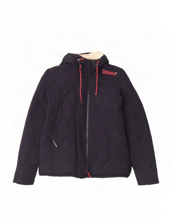 Giacca trapuntata con cappuccio da donna Superdry Windcheater UK 14 Large Blu Navy