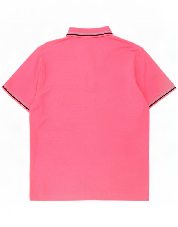 Lotto Mens Polo Shirt XL Pink Striped Polyester